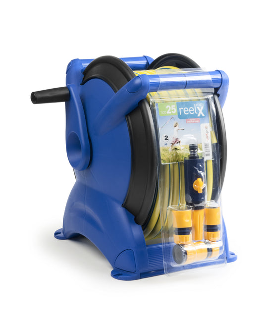 גלגלת ריל 15 מטר+צינור פס צהוב