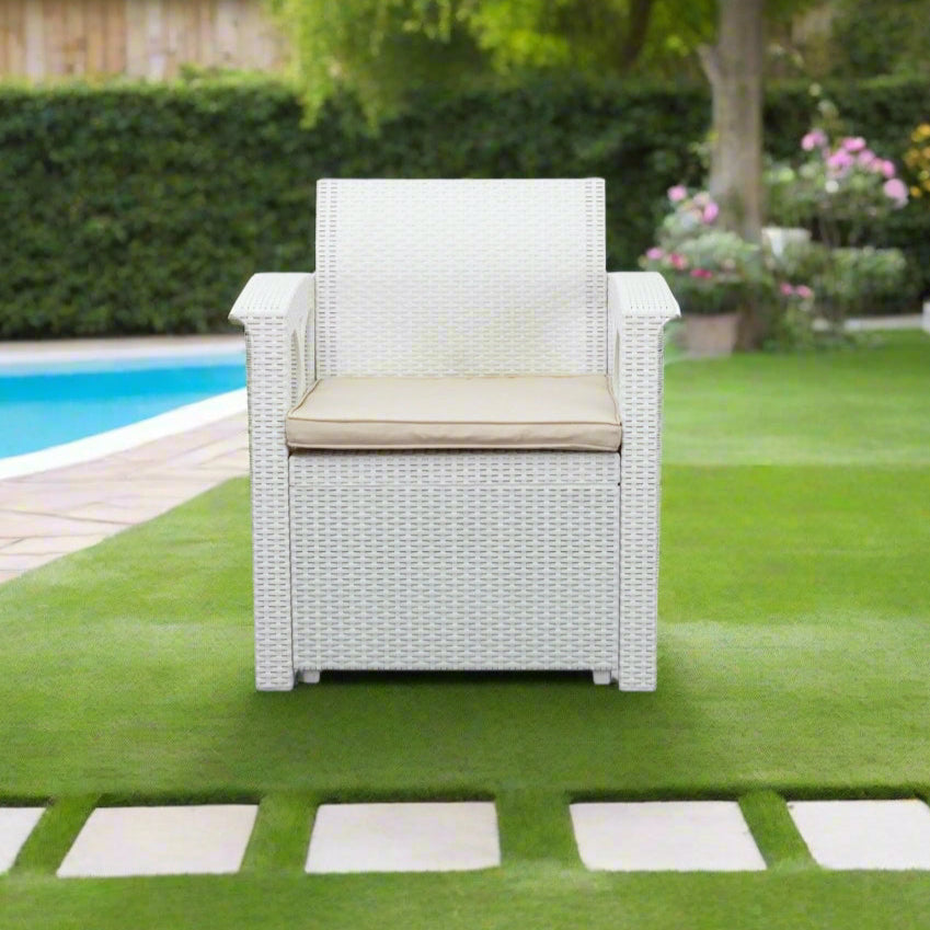 כורסת יחיד לגינה רודוס לבן