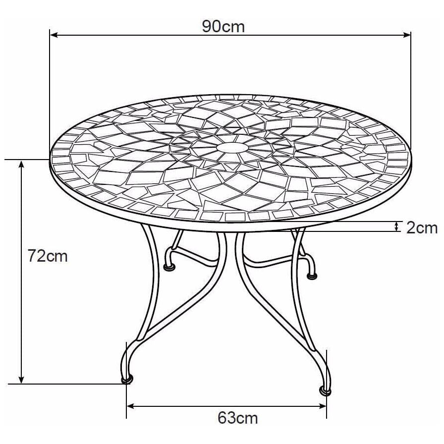שולחן פסיפס עגול 90 ס"מ