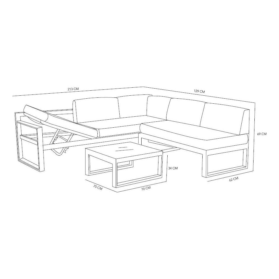 פינת ישיבה אלומיניום "אמיליה"