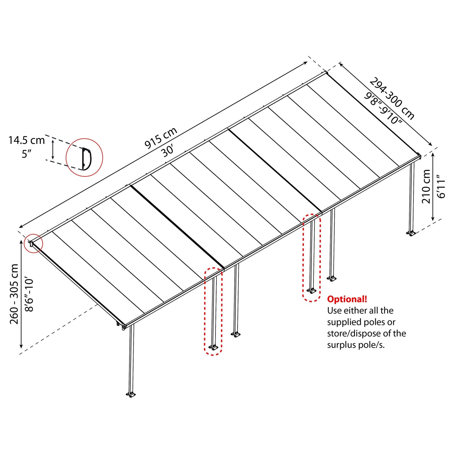 פרגולה אלומיניום Feria לבנה 3X9.2 מבית פלרם - Canopia 702728
