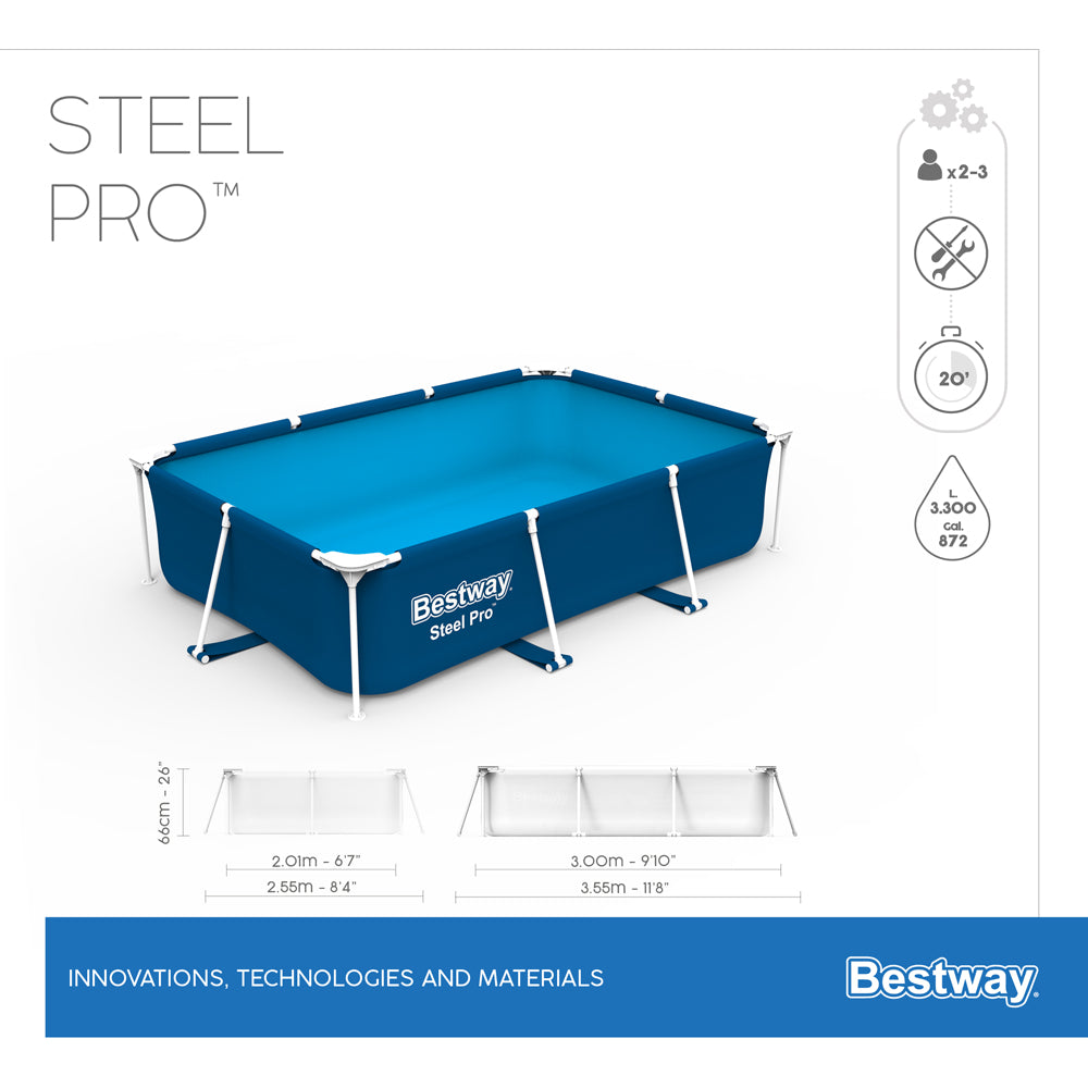 בריכה ביתית Bestway מלבנית 200*300 ס"מ - יבואן רשמי דגם 56404