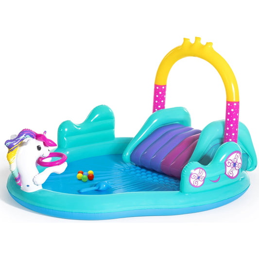 בריכת פעילות עם מגלשה לילדים בעיצוב חד קרן קסום BESTWAY דגם 53097 - יבואן רשמי