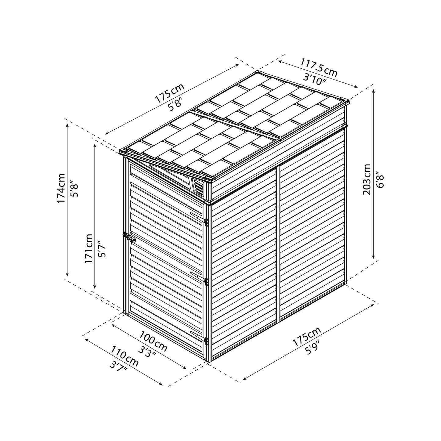 מחסן גינה Skylight אפור חד שיפועי 1.2X1.8 מבית פלרם - Canopia