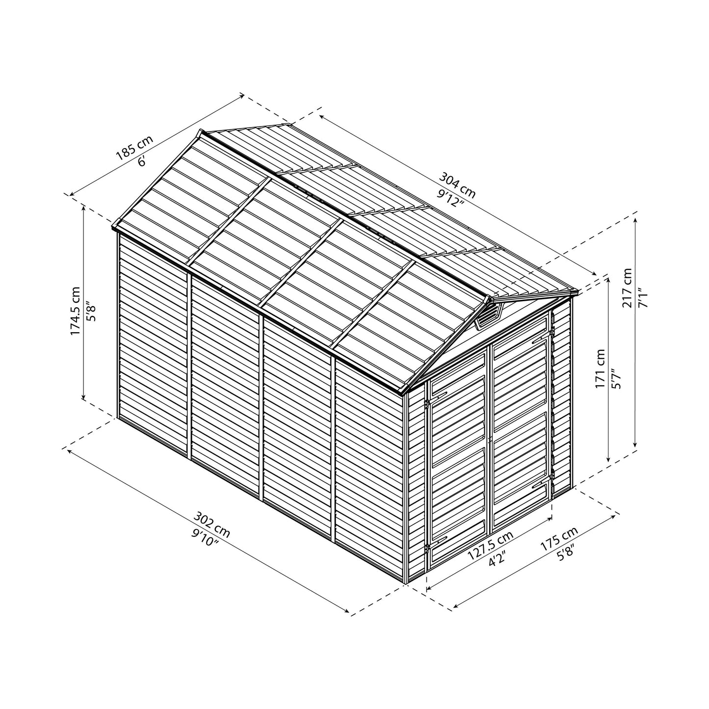 מחסן גינה Skylight אפור 1.9X3 מבית פלרם - Canopia