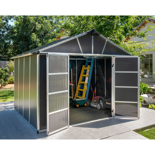 מחסן גינה Yukon אפור כהה כולל רצפה 3.3X2.7 מבית פלרם - Canopia