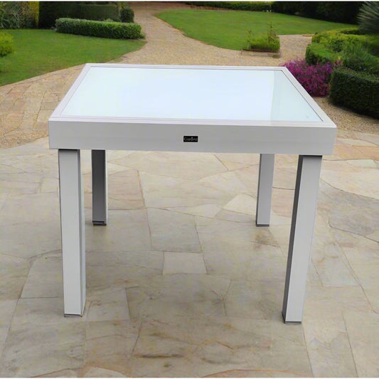 שולחן מרובע למרפסת ולגינה 90 *90/180 אפור בהיר