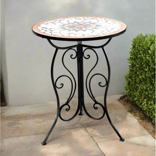 שולחן פסיפס כתום עגול 60 ס"מ