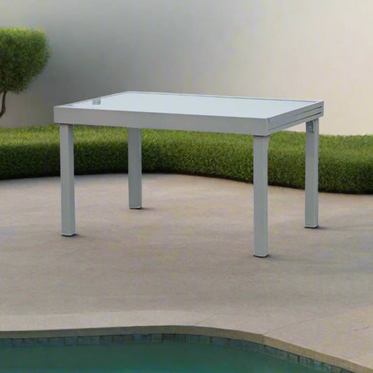 שולחן נפתח למרפסת ולגינה דגם בורגס 90*135 ס"מ אפור בהיר