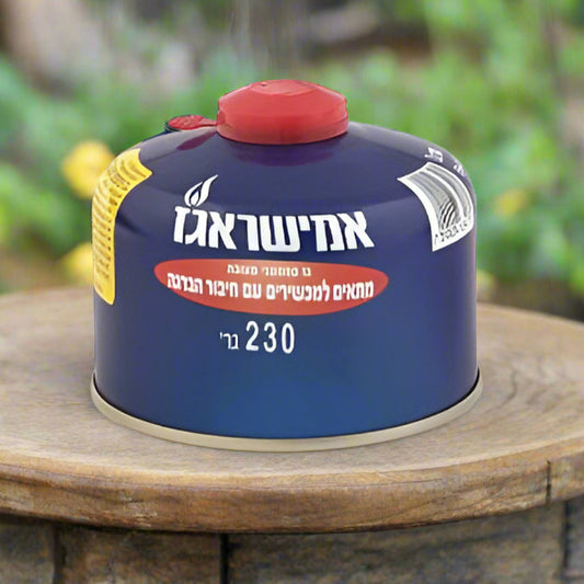 מיכל גז 230 גרם הברגה חד פעמי + שסתום