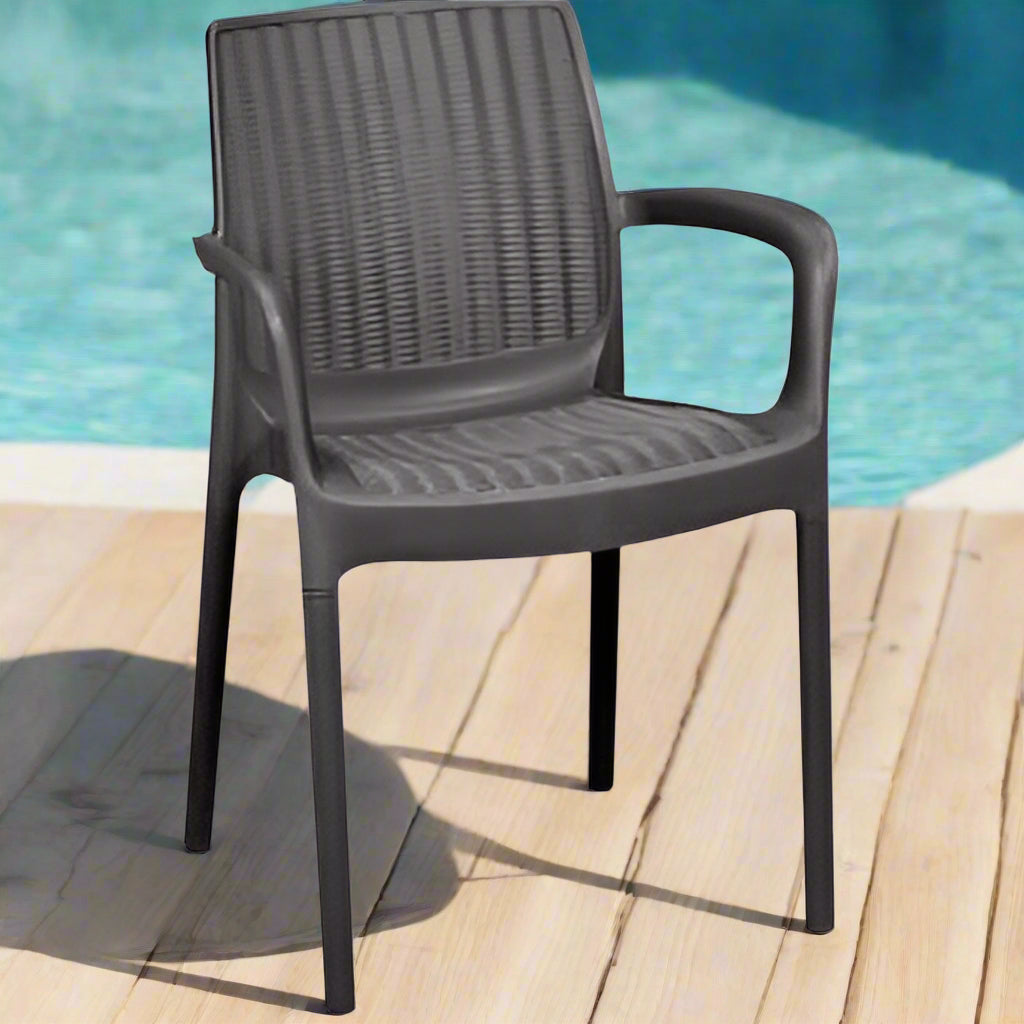 כסא באלי אפור דמוי ראטן - כתר