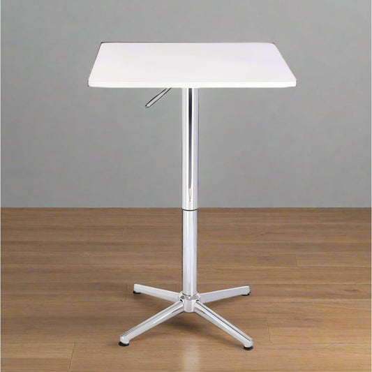 שולחן בר מרובע לבן  60*60 רגל כוכב כרום