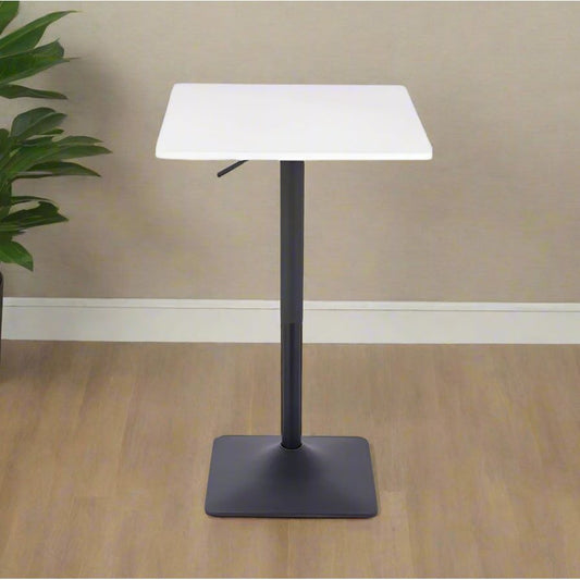 שולחן בר מרובע לבן 60*60 רגל מרובעת שחור