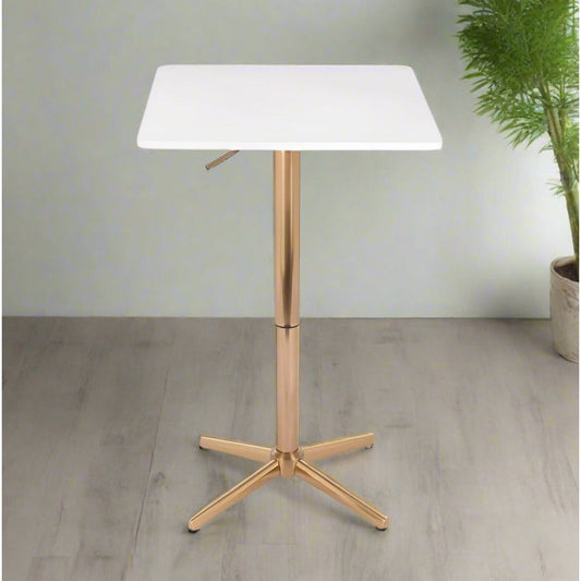 שולחן בר מרובע לבן 60*60 רגל כוכב זהב