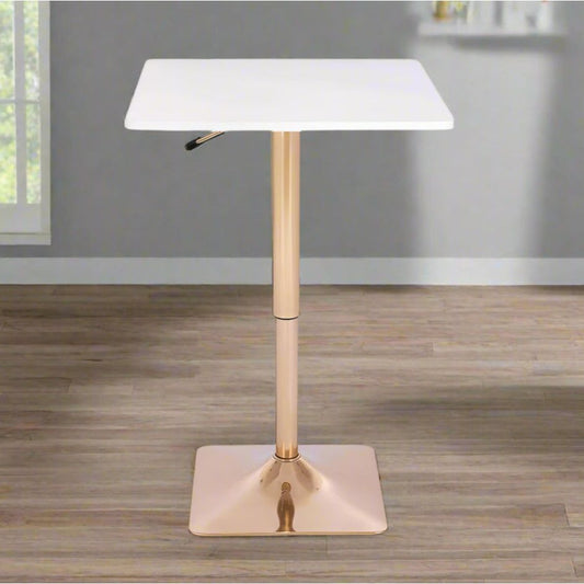 שולחן בר מרובע לבן 60*60 רגל מרובעת זהב