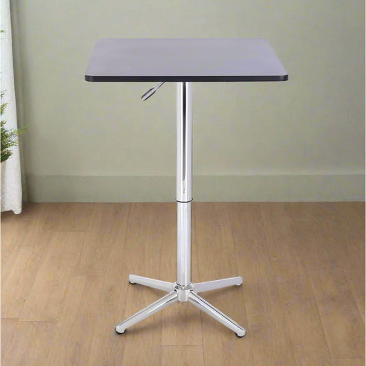 שולחן בר מרובע שחור  60*60 רגל כוכב כרום