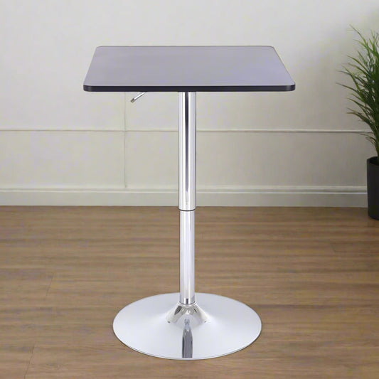 שולחן בר מרובע שחור 60*60 רגל עגולה כרום