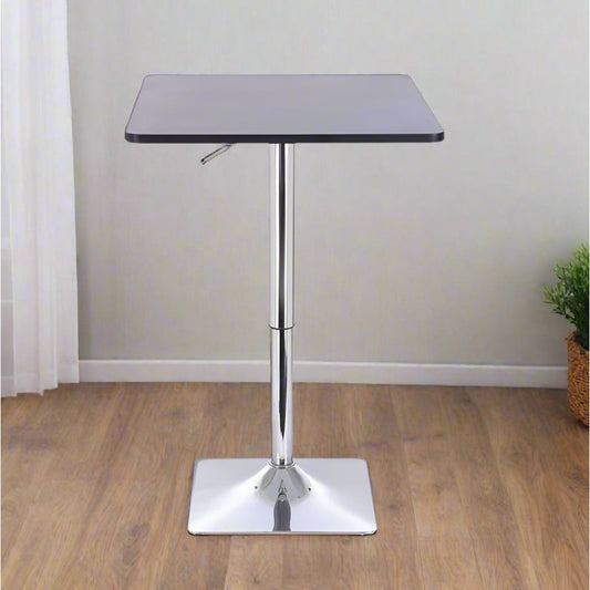 שולחן בר מרובע שחור 60*60 רגל מרובעת כרום