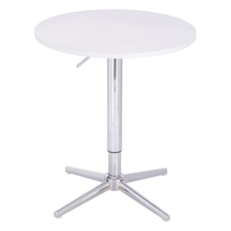 שולחן בר עגול לבן 60 ס"מ רגל כוכב כרום