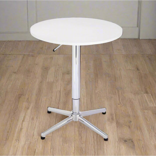 שולחן בר עגול לבן 60 ס"מ רגל כוכב כרום