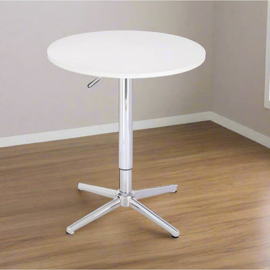 שולחן בר עגול לבן 60 ס"מ רגל כוכב שחור