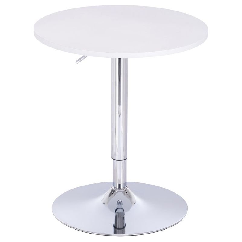 שולחן בר עגול לבן 60 ס"מ רגל עגולה כרום