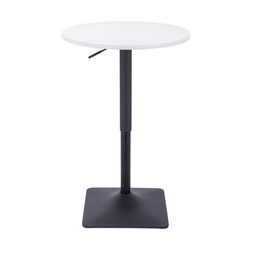 שולחן בר עגול לבן 60 ס"מ רגל מרובעת שחור