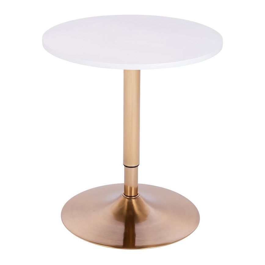שולחן בר עגול לבן 60 ס"מ רגל עגולה זהב