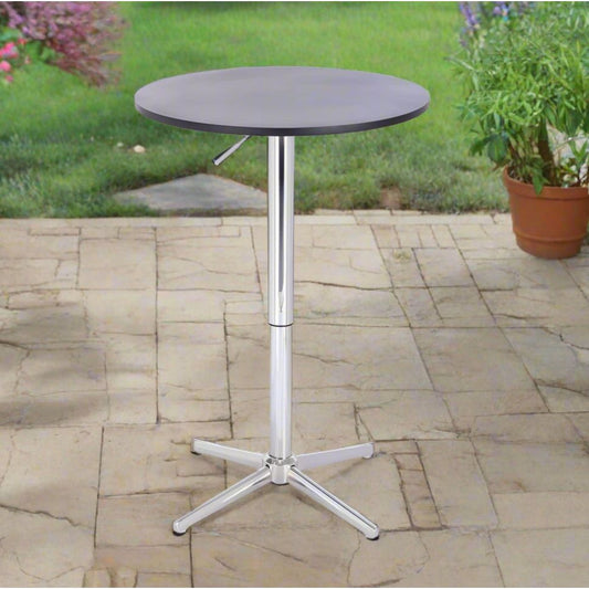 שולחן בר עגול שחור 60 ס"מ רגל כוכב כרום