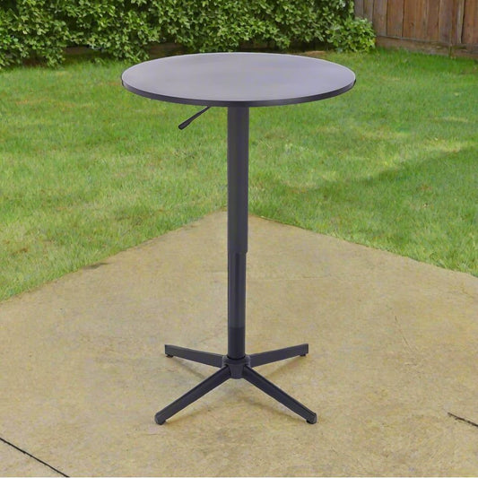 שולחן בר עגול שחור 60 ס"מ רגל כוכב שחור