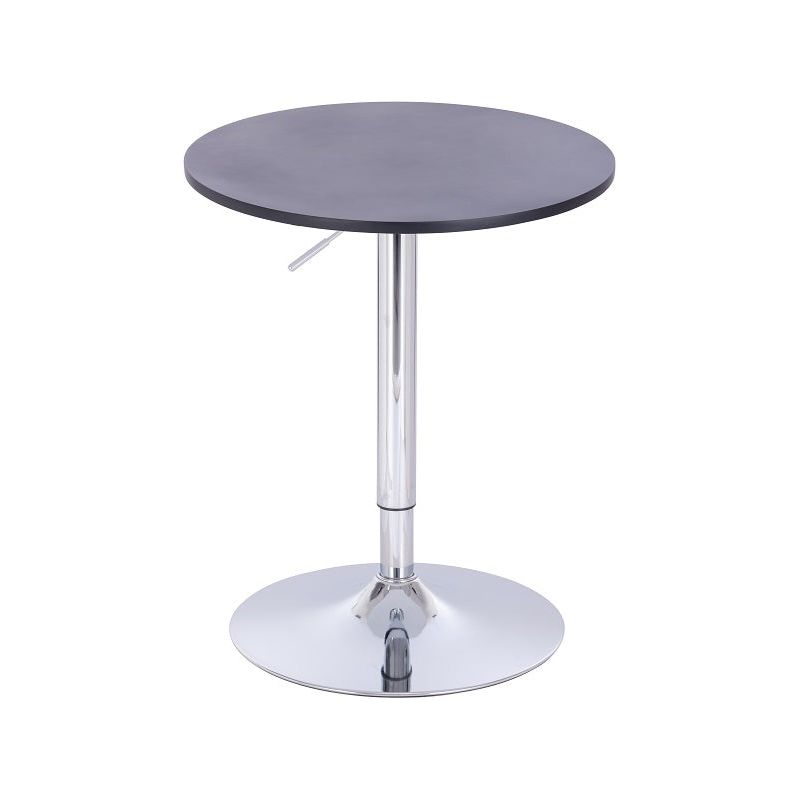 שולחן בר עגול שחור 60 ס"מ רגל עגולה כרום