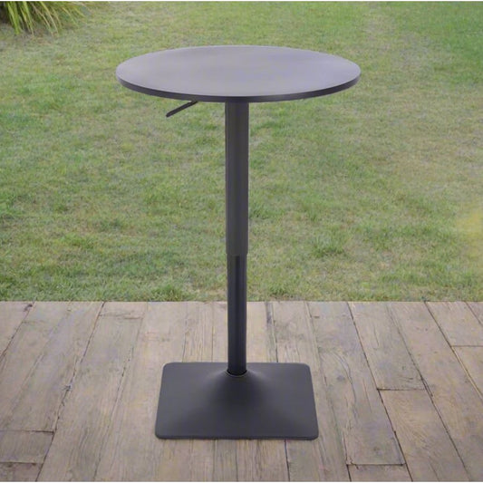 שולחן בר עגול שחור 60 ס"מ  רגל מרובעת שחור