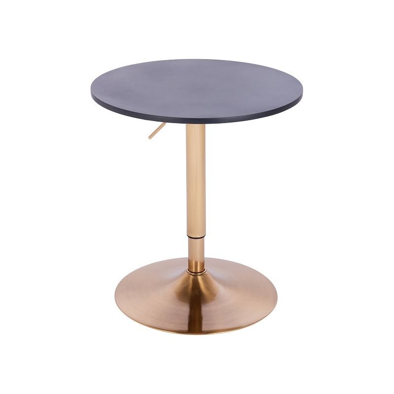 שולחן בר עגול שחור 60 ס"מ רגל עגולה זהב