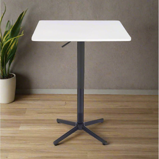 שולחן בר מרובע לבן 70*70 רגל כוכב שחור