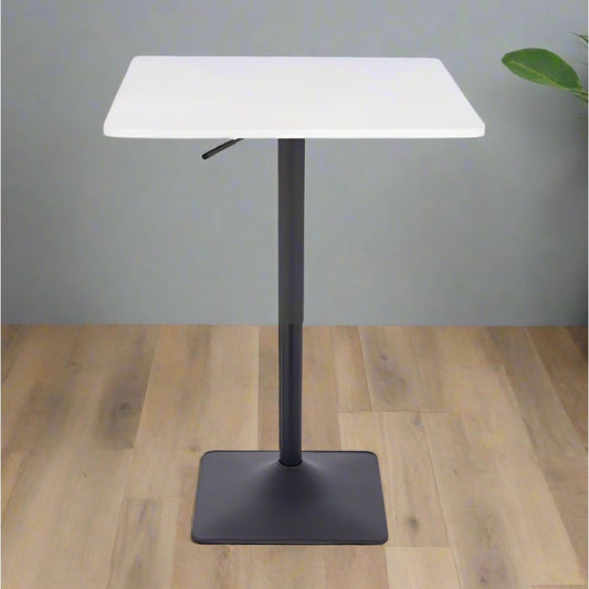 שולחן בר מרובע לבן 70*70 רגל מרובעת שחור