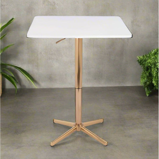 שולחן בר מרובע לבן 70*70 רגל כוכב זהב