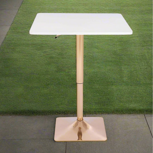 שולחן בר מרובע לבן 70*70 רגל מרובעת זהב