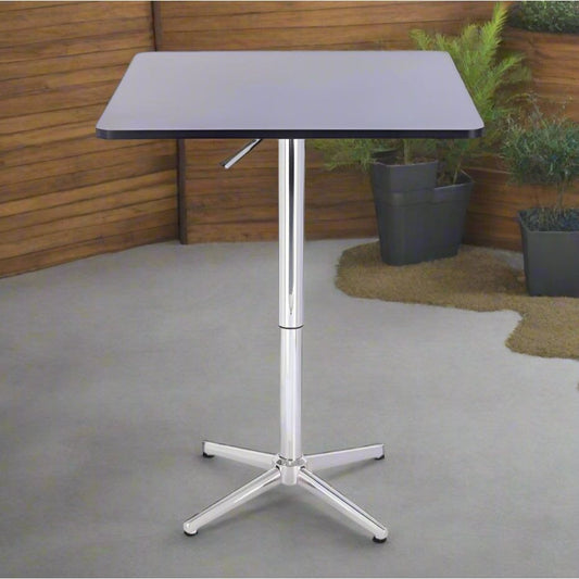 שולחן בר מרובע שחור  70*70 רגל כוכב כרום