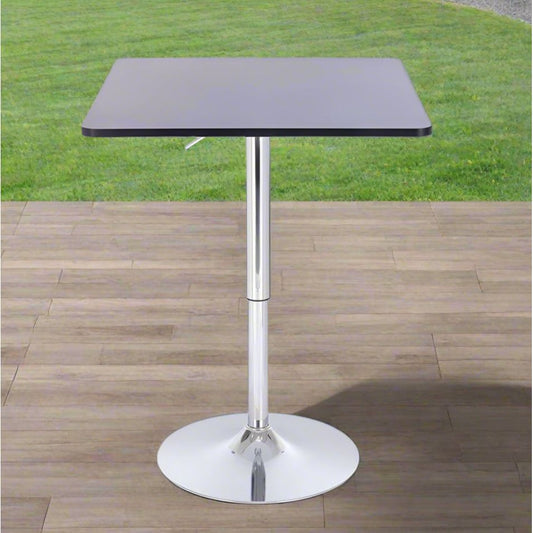 שולחן בר מרובע שחור 70*70 רגל עגולה כרום