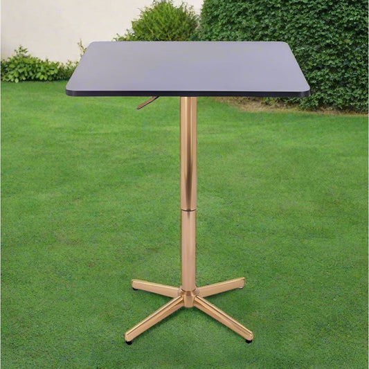 שולחן בר מרובע שחור 70*70 רגל כוכב זהב