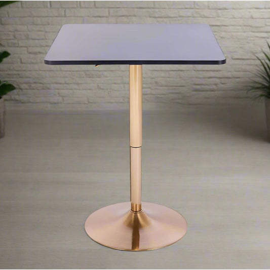 שולחן בר מרובע שחור 70*70 רגל עגולה זהב