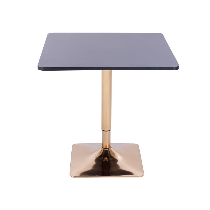 שולחן בר מרובע שחור 70*70 רגל מרובעת זהב