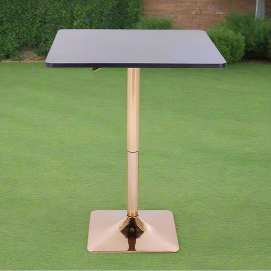 שולחן בר מרובע שחור 70*70 רגל מרובעת זהב