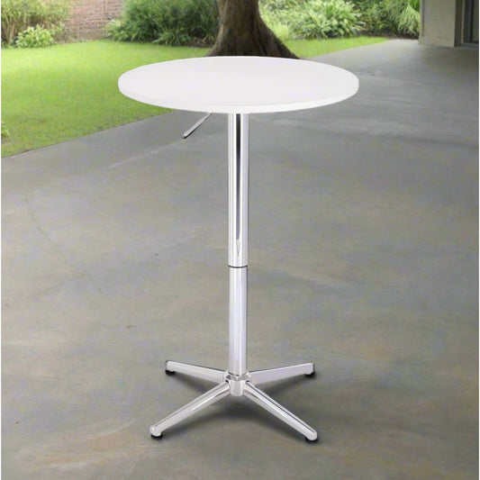 שולחן בר עגול לבן 70 ס"מ רגל כוכב כרום