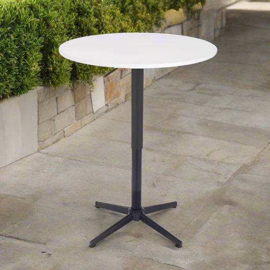 שולחן בר עגול לבן 70 ס"מ רגל כוכב שחור