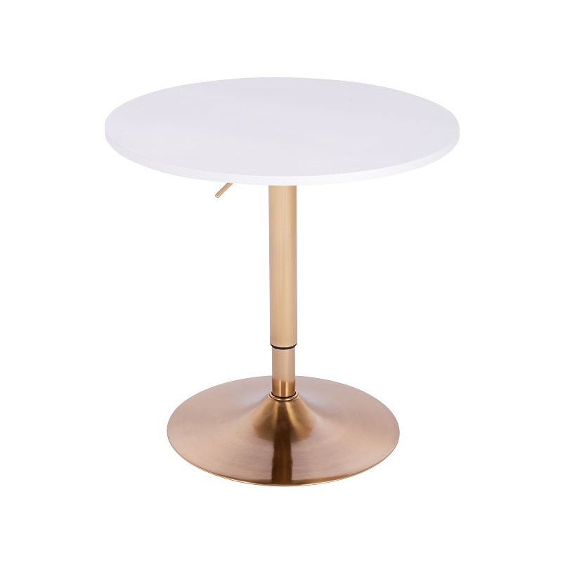 שולחן בר עגול לבן 70 ס"מ רגל עגולה זהב