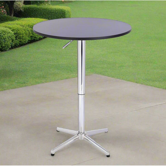 שולחן בר עגול שחור 70 ס"מ רגל כוכב כרום