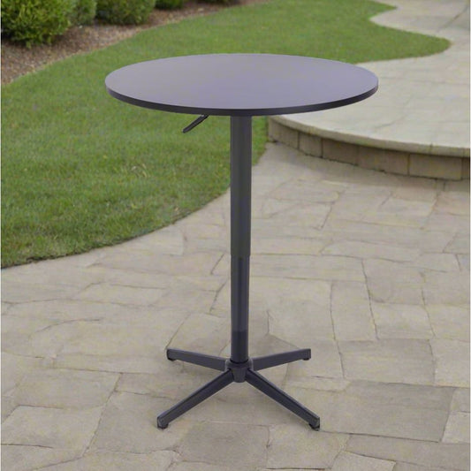 שולחן בר עגול שחור 70 ס"מ רגל כוכב שחור