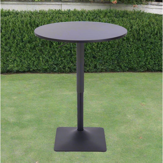 שולחן בר עגול שחור 70 ס"מ  רגל מרובעת שחור