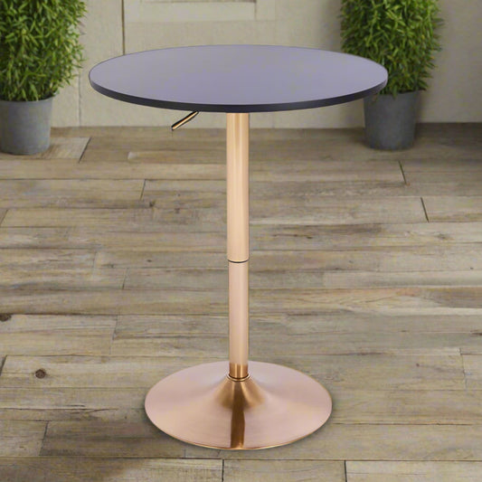 שולחן בר עגול שחור 70 ס"מ  רגל עגולה זהב